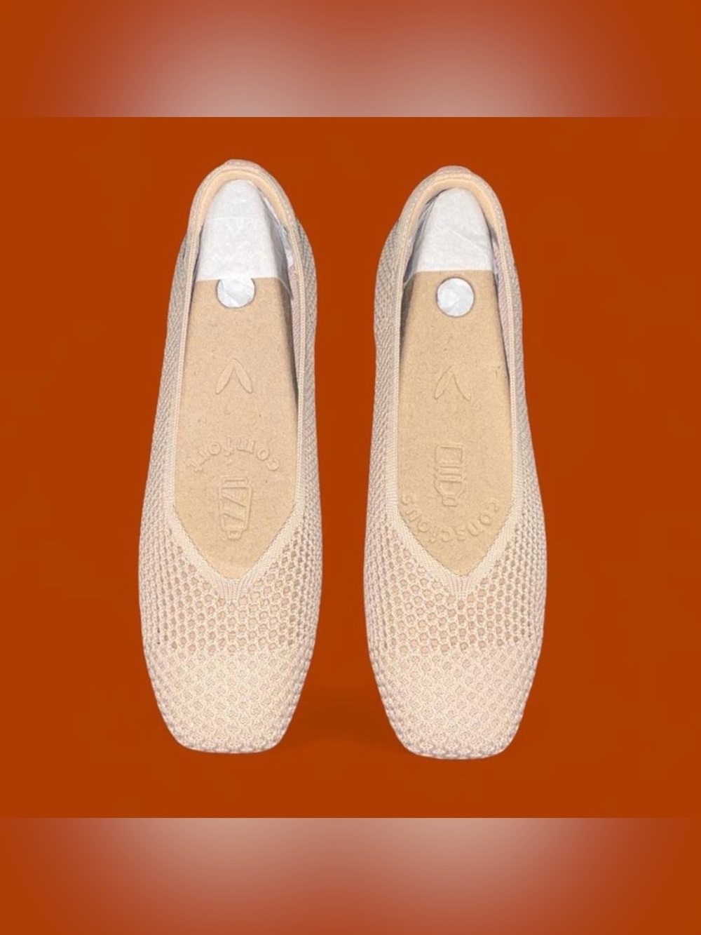 Vivaia Women’s Knit Slip‑On Flats in Beige – Lightweight Comfort